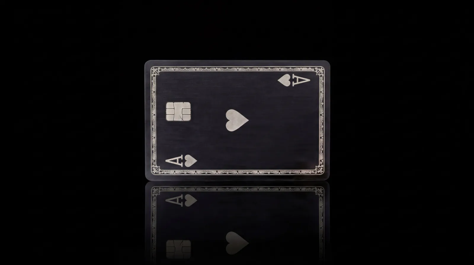 Ace of hearts black metal playing card debit card